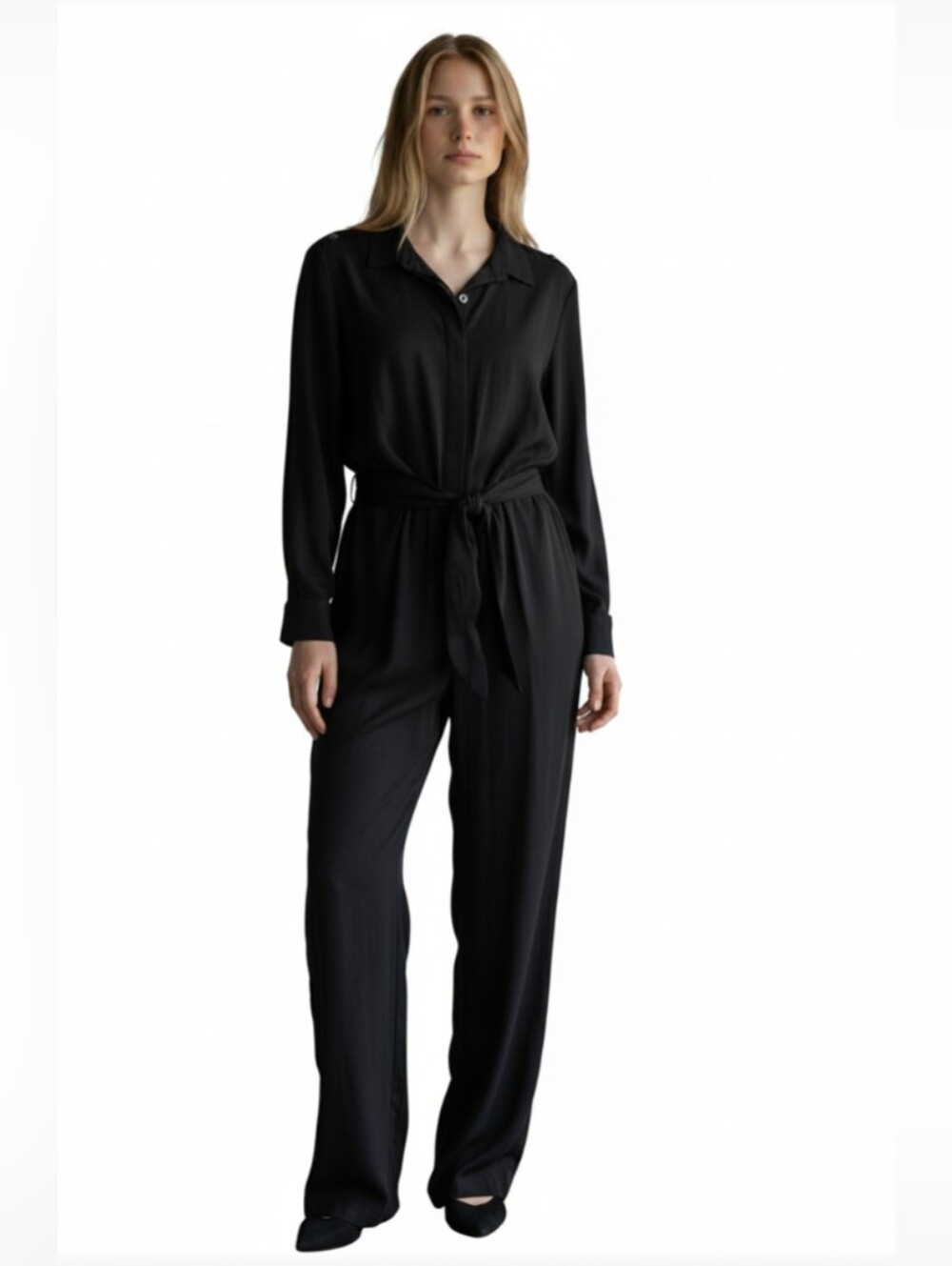 LOFT! RICH BLACK ONE PIECE BUTTON FRONT, BELTED JUMPSUIT, ONESIE, ROMPER! SZ 0